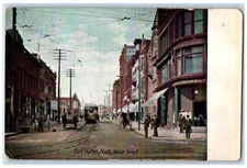 1911 Trolley Car Water Street Port Huron Michigan MI Antique Postcard