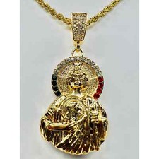 San Judas Cadena Medalla 24K Oro Chapado Laminado Torzal Juditas Tadeo Nuevo