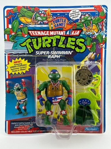 Vintage TMNT Playmates Super Swimmin Raph Turtle G...