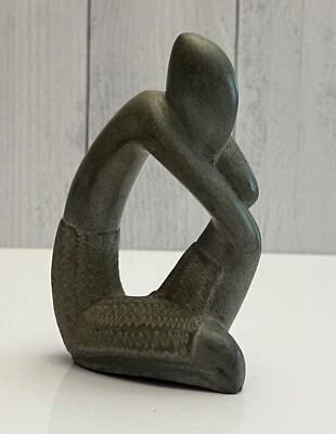 Vintage Soapstone Carved Thinking Man Human Figure Statue Sculpture Art Unsigned