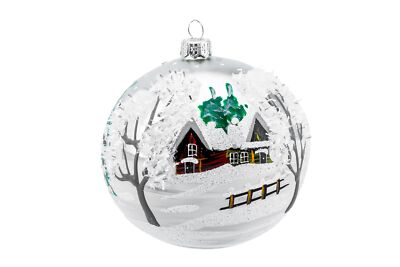 Polish Christmas Ornament Winter Blast Silver Blown Glass Bauble 150mm#4