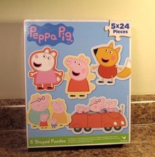 Peppa Pig Puzzle Set 5 Shaped Puzzles 24 Pieces Each Preschool NEW
