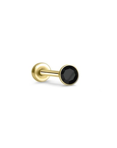Threadless Labret Nose Ring Monroe Push Pin Stud Yellow Gold Steel 2mm CZ - Picture 11 of 14