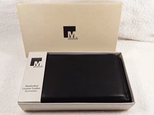 Mundi Black Genuine Leather Wallet Double Zip Checkbook Card Slots ID Window