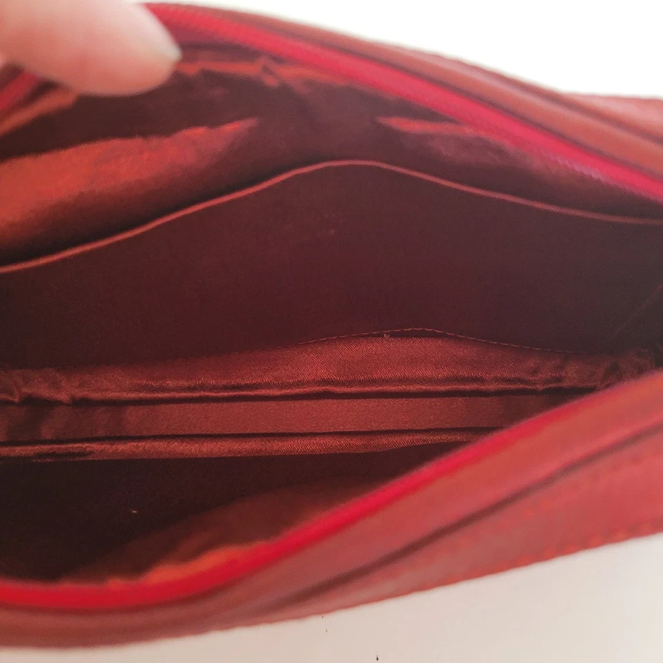 古驰 G 标志复古腕带包手拿包 Satine 红色袋拉链小号矩形 — 第 4/4 张图片