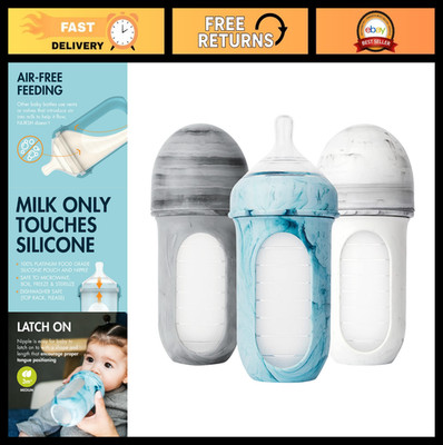 Silicone Baby Bottles for Colic Relief - 8 Oz Medium Flow, Food-Grade, Tie Dye