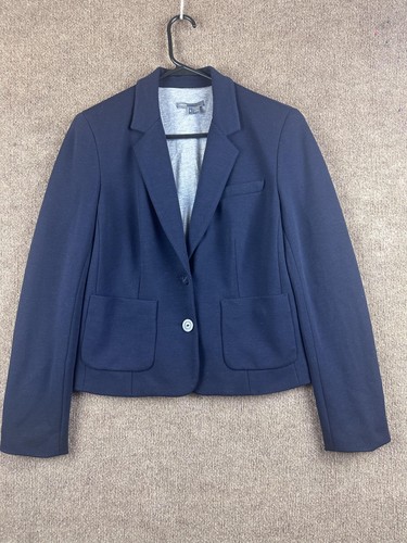 VINCE Blazer Womens 6 Blue Ponte Tailored Slim Two-Button Lined Workwear
