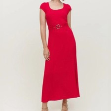 NWOT Reformation Laina Lipstick Red Chic Feminine Maxi Belted Dress Size Large