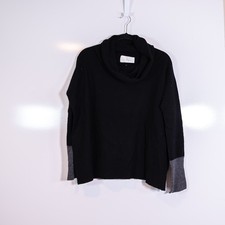 Brochu Walker Wool Cashmere Knit Turtleneck Pullover Sweater Black Gray Medium