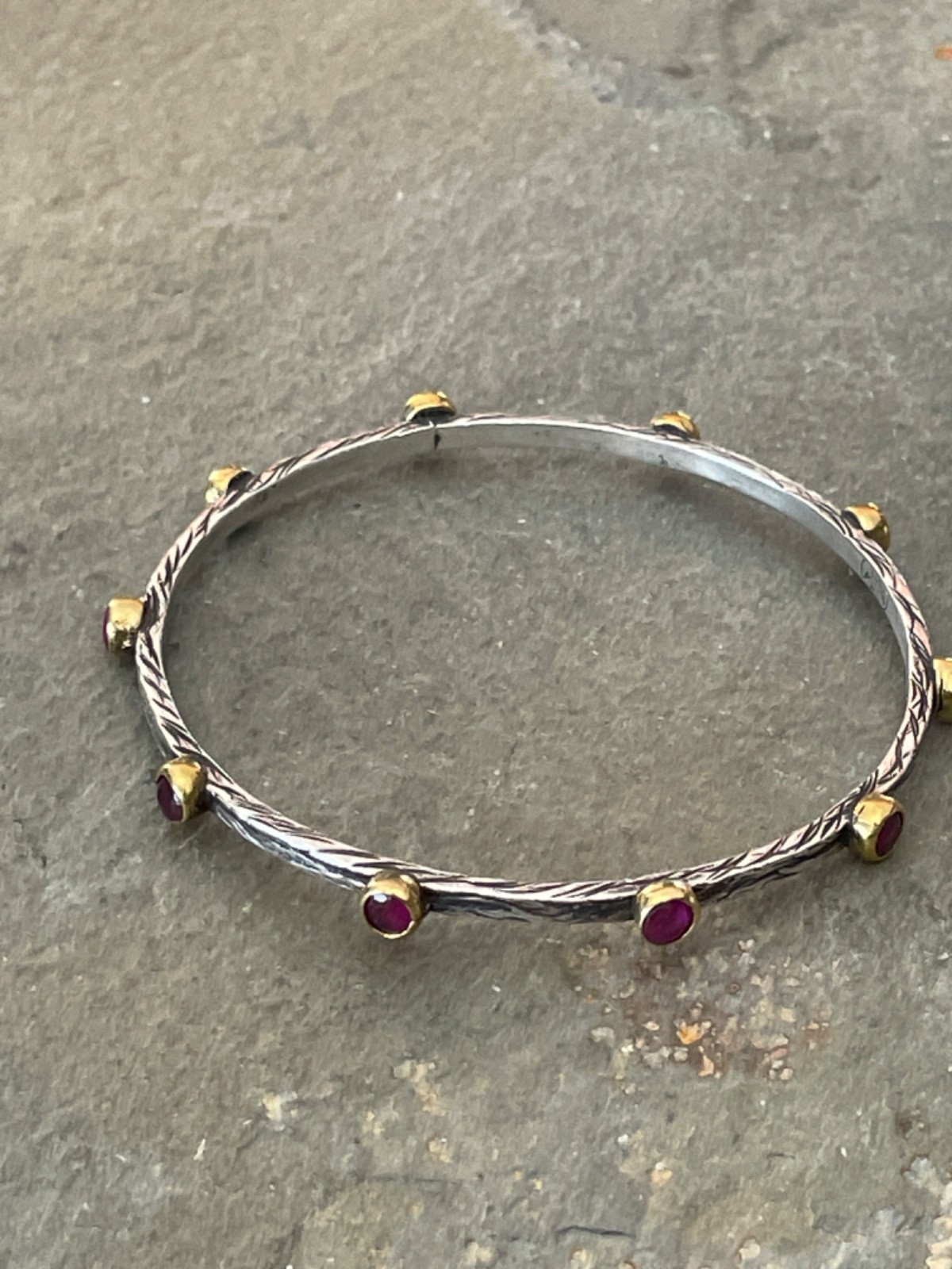 Bora Ruby Bangle Bracelet with Sterling Silver an… - image 2