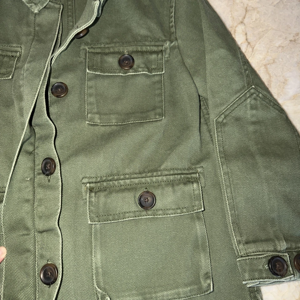 Zara Kid Unisex Boys Or Girls Green Long Sleeve Utility Jacket Size 8 - Image 3 of 4