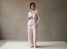 SERRA Pink Cotton Gauze Two-Piece Pajama Set Women's Loungewear Sleepwear L