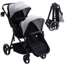 Double Stroller Track Tandem Stroller for Infant and Toddler, Foldable Pushchair