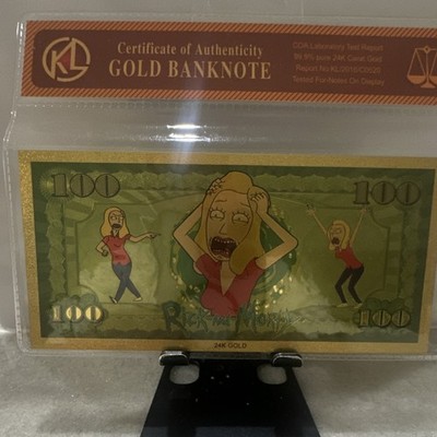 KL Rick and Morty 24K Gold Collectible Banknote Set Certificate