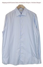 SUITSUPPLY Men's Formal Shirt 45-7/17 3/4L Slim Blue Button-Up Long Sleeve