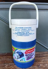 Vtg. Coleman PolyLite 2 Water Jug Cooler 1990'S Barber Pontiac Honda Bakersfield