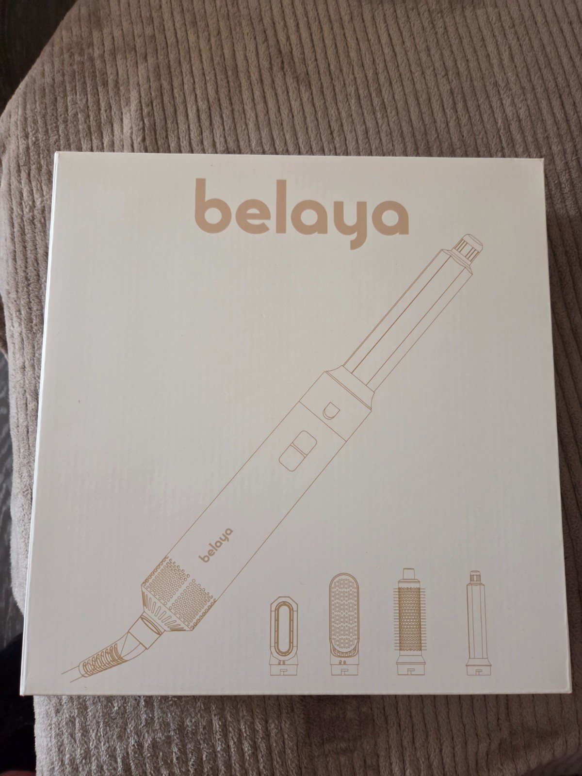 Brosse coiffante 5-en-1 Belaya blanc et or pour donner du volume aux cheveux fins