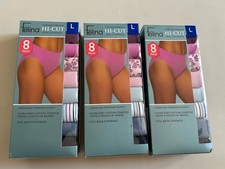 Lot Of 3 Felina 8 Pack SZ L Cotton Stretch Panties Hi-Cut Full Coverage Panties