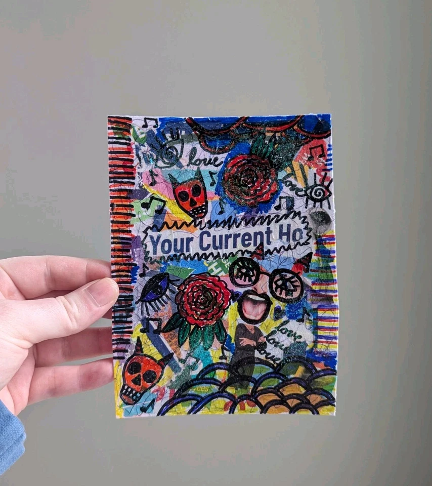 Collage original medios mixtos surrealismo abstracto expresivo arte de pared decoración único en su clase Foto 3 de 4