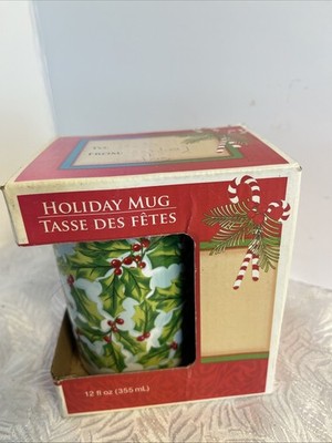 Christmas Holiday Coffee Mug 12 fl oz Holly Design Greenbrier International New