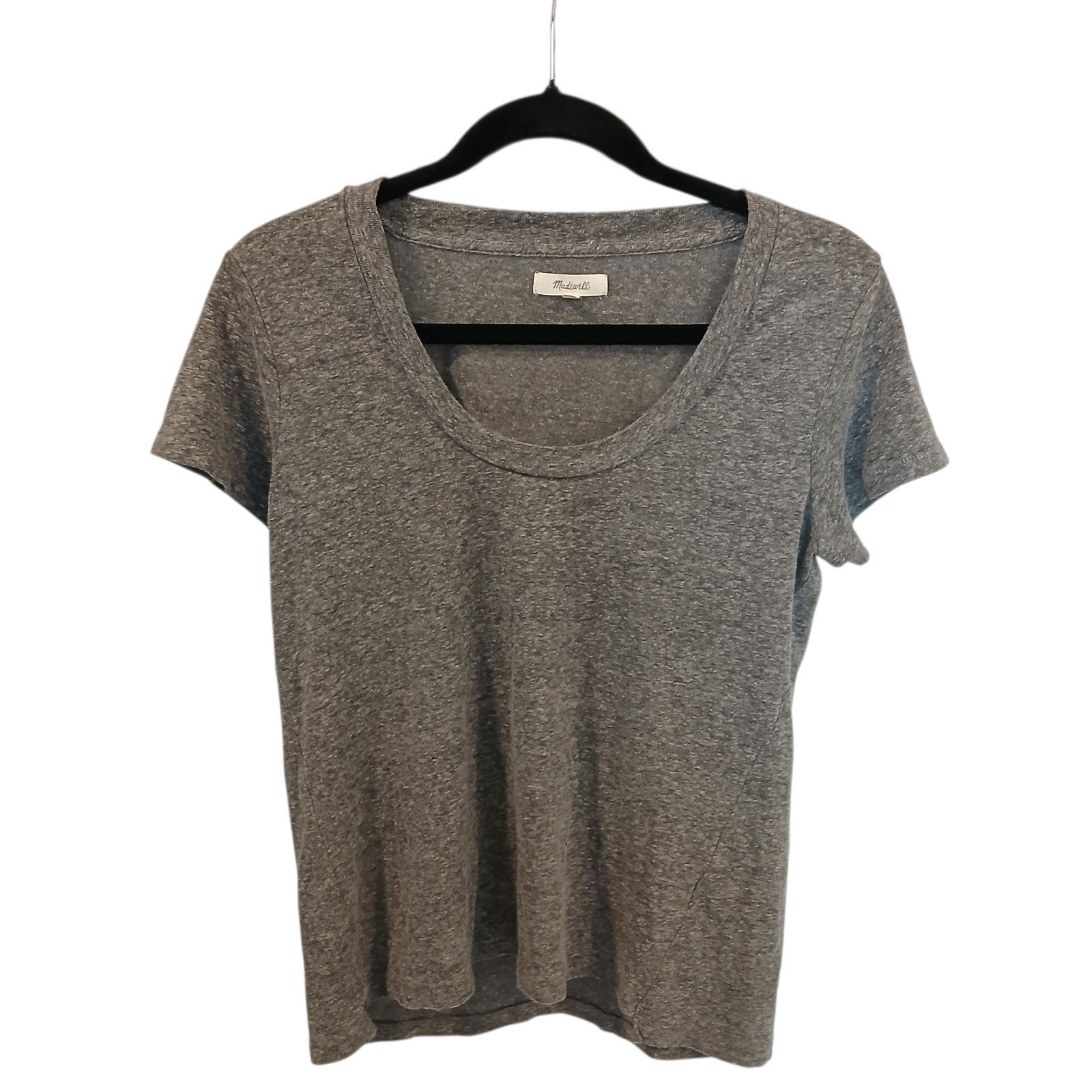 Madewell Heather Gray Linen Blend Scoop Neck Short Sleeve Tee Size Small