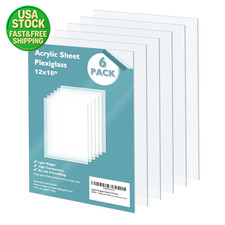 6 Pack Plexiglass Sheets 12x16 Clear Acrylic 0.04 Thick Craft Picture Frame