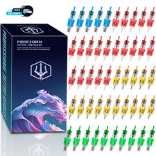 50Pcs Tattoo Cartridge Needles Assorted Mixed Size round Liner Shader