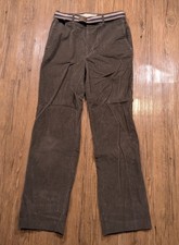 Vtg. Haggar Magic Stretch Cord Corduroy Pants W Belt Brown Sz. 32x32 31 B81