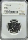 1964 Washington Quarter 25c NGC PF 67 Proof 90% Silver US Coin