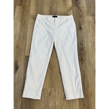 Banana Republic Avery White Linen Cotton Blend Slim Ankle Pants Womens 10