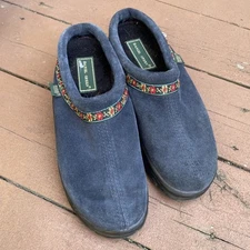 Daniel Green Slip On Clogs Blue Suede Slippers 8.5 Comfort Loafers Color Band