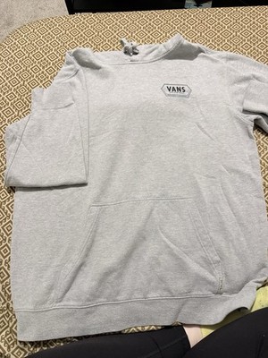 VANS Men's Gray Graphic Print Pullover Sweatshirt Logo Pockets Off The Wall