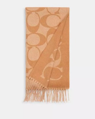 NWT Coach Signature Oversized Scarf Muffler CU807 Camel | eBay