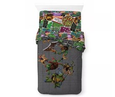 NEW TEENAGE MUTANT NINJA TURTLES MAYHEM TMNT TWIN COMFORTER  SHEET SET 64"X86"