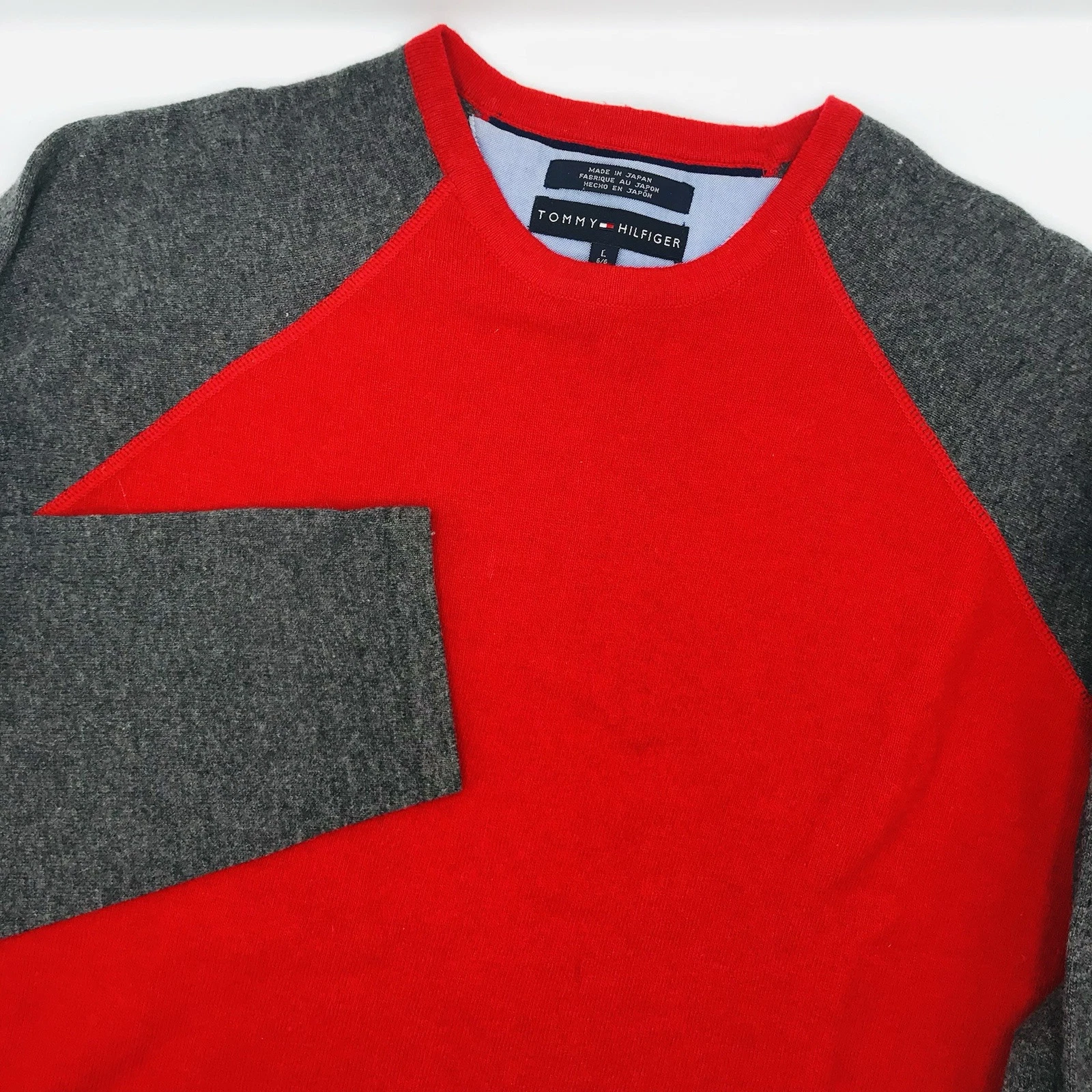 Tommy Hilfiger Wool Lambswool Sweater Red Gray Baseball Sleeve Cozy Mens Large
Opens in a new window