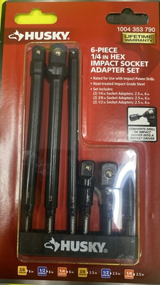 #ad HUSKY 1 4quot; in. Drive Impact Driver Socket Adapter Set HISKDRAPT6PC 6 Piece $18.70