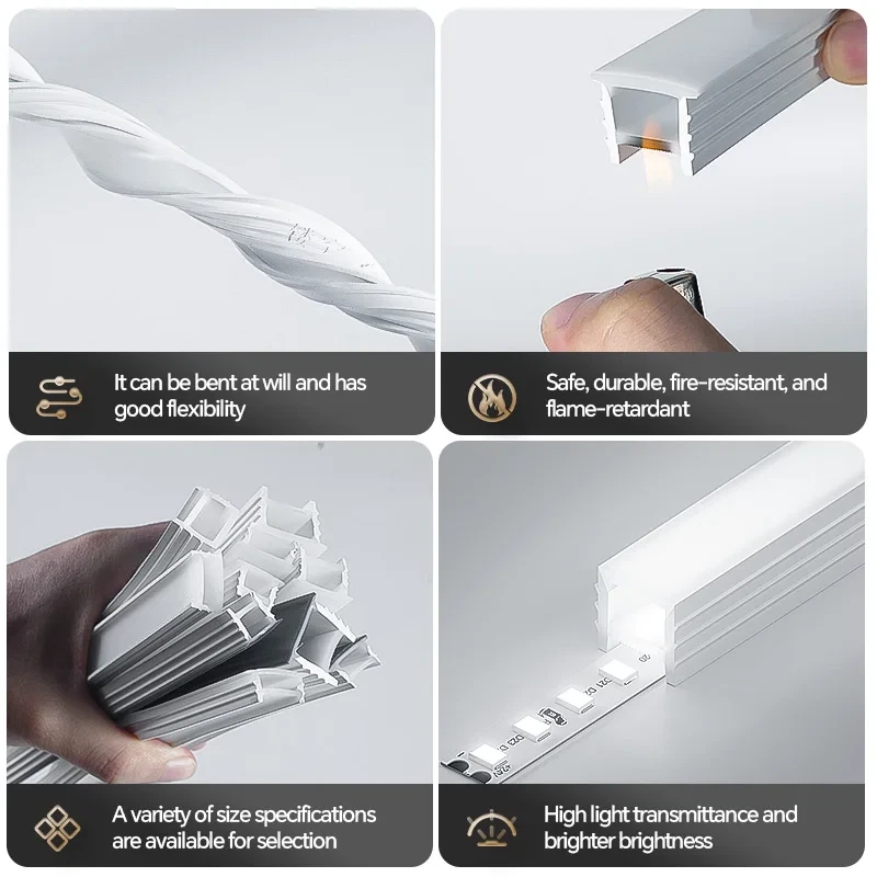 Silicone LED Strip Channel Cover Profile for Embedded Flexible Light Diffuser  - Image 4 of 4