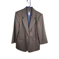 Sag Harbor Plaid Blazer Wool Blend Vintage Jacket Business Casual Size 10