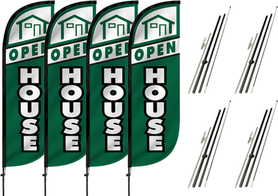 #ad 4 Pack 5Ft Feather Flags for Open House Real Estate Sign Set $236.99