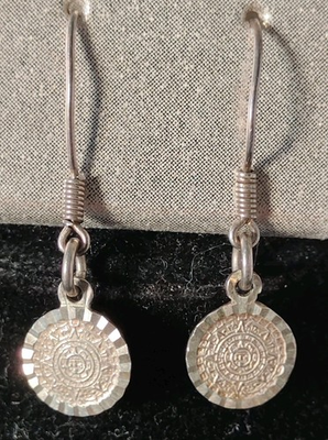 #ad Sterling Silver MEX. MH 02 925 Taxco Signed Aztec Mayan Dangle Drop Earrings $29.99