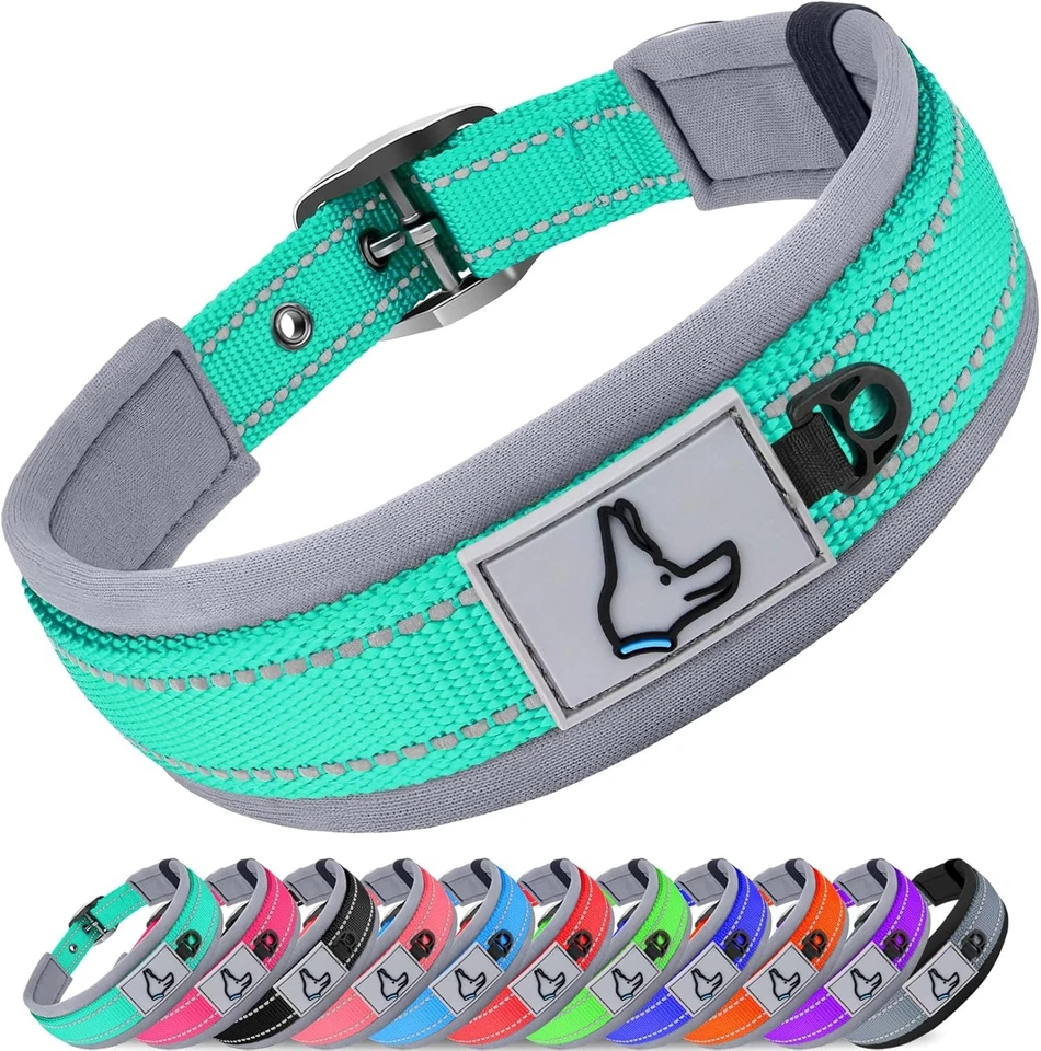 Joytale Ultra Wide Soft Neoprene Padded Nylon Dog Collar, Reflective Collars
