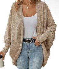 Women's Oversized Ribbed Knit Cardigan Sweater Open Front Cozy Chunky Layering