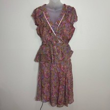 Vintage 90s Y2K Paisley Pink Ruffle Skirt and top set size 14 Petite boho Flowy