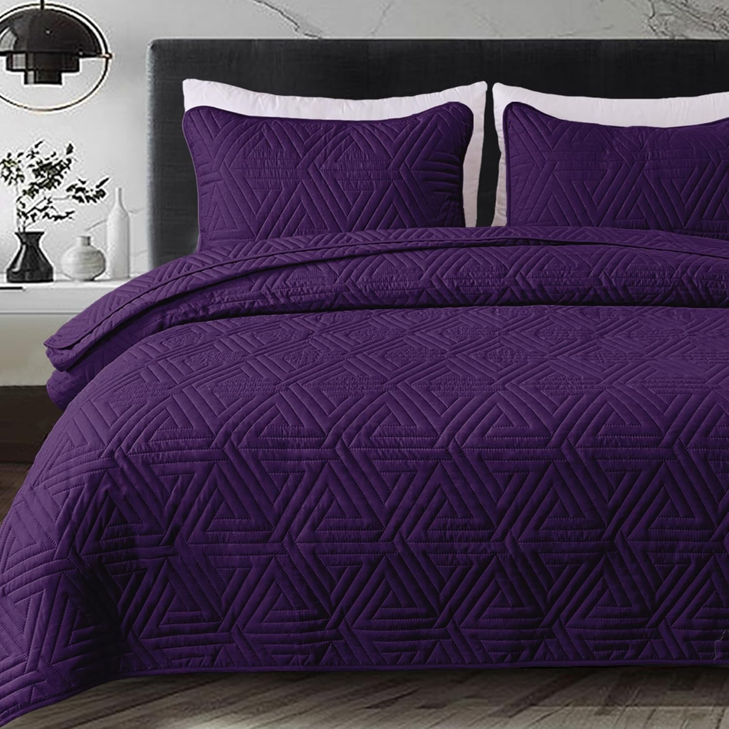 Ultrasonic Geometric Quilt Bedding Set