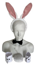 Bunny Costume Accessory 4Pc Set Ears Bowtie Cuffs Tail