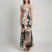 Just Cavalli Multicolor Floral Print Satin Sleeveless Maxi Dress M