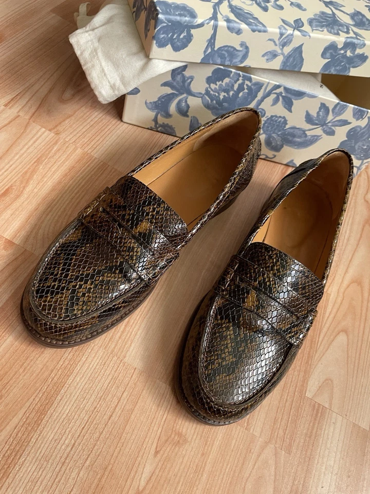 SÉZANE loafers Andrew dunkelbraun python Schlange EU 40 Slipper elegant wie neu - Bild 2 von 4