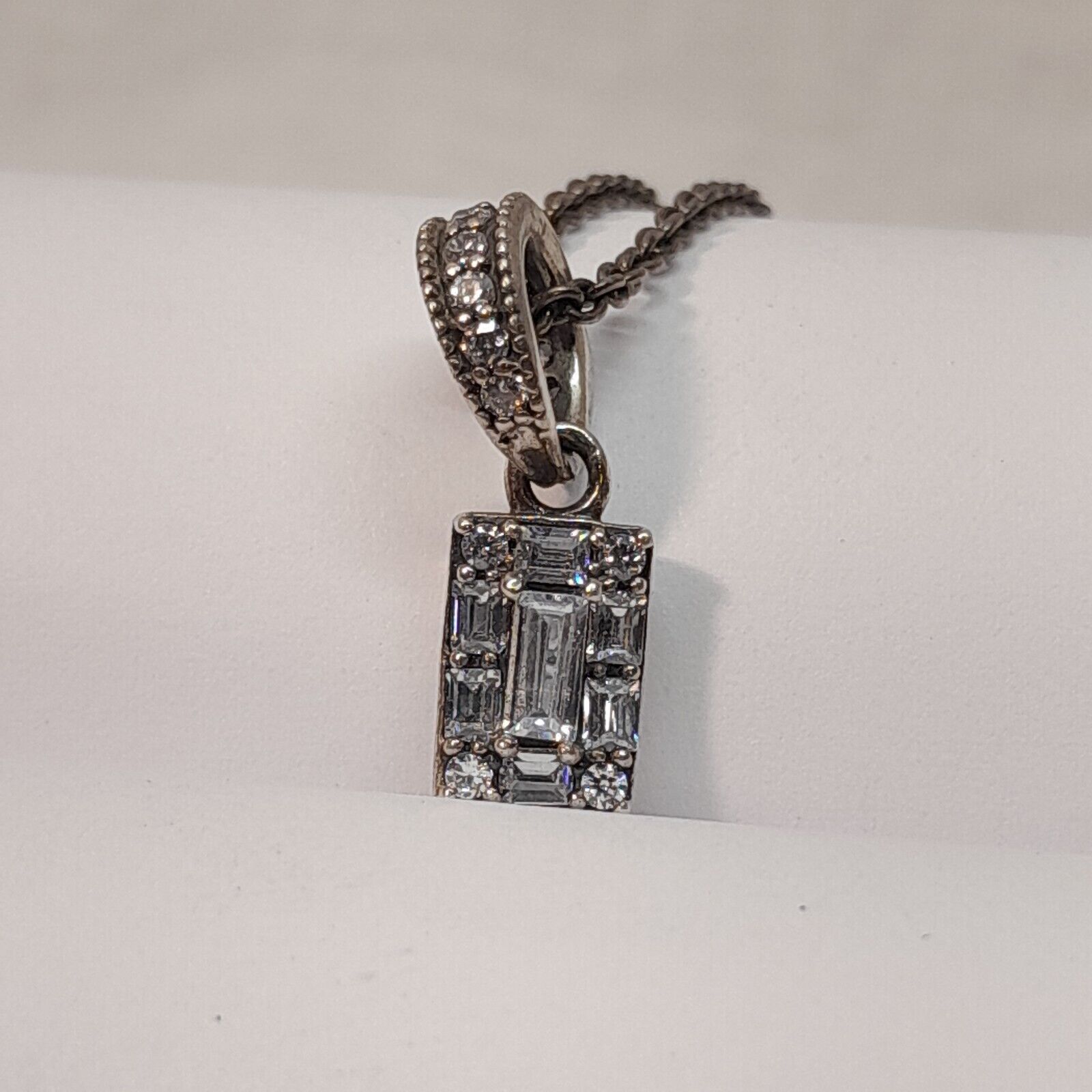 Pandora Pendant Necklace Adjustable 17.7” Italian Rhinestone 925 Sterling Bague