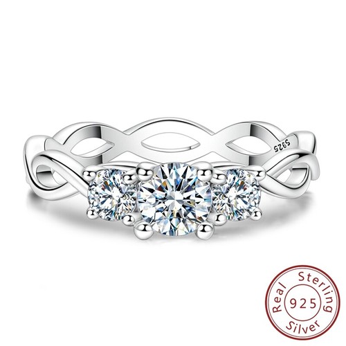 MULA Women Sparkling Forever Finger Ring Moissanite 925 Sterling Silver Jewelry - Picture 7 of 9