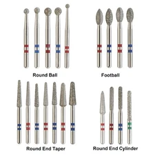 Dental Zirconia Cutting Diamond burs Round End Taper Football Long Round Ball FG